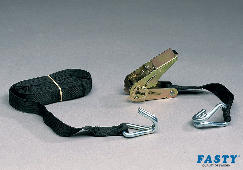 :Fasty RATCHET strap, black 500cm 500kg with hooks (2 parts)