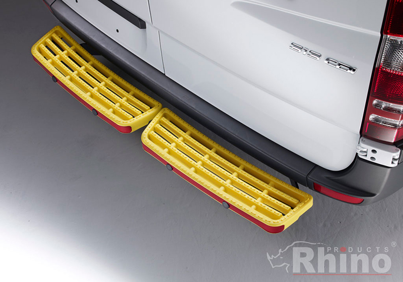 Volkswagen VW Crafter L2 (MWB) H2 (high roof) (2006 to 2017):Rhino AccessStep - twin yellow with Connect+ reversing sensor kit, SS205YOE