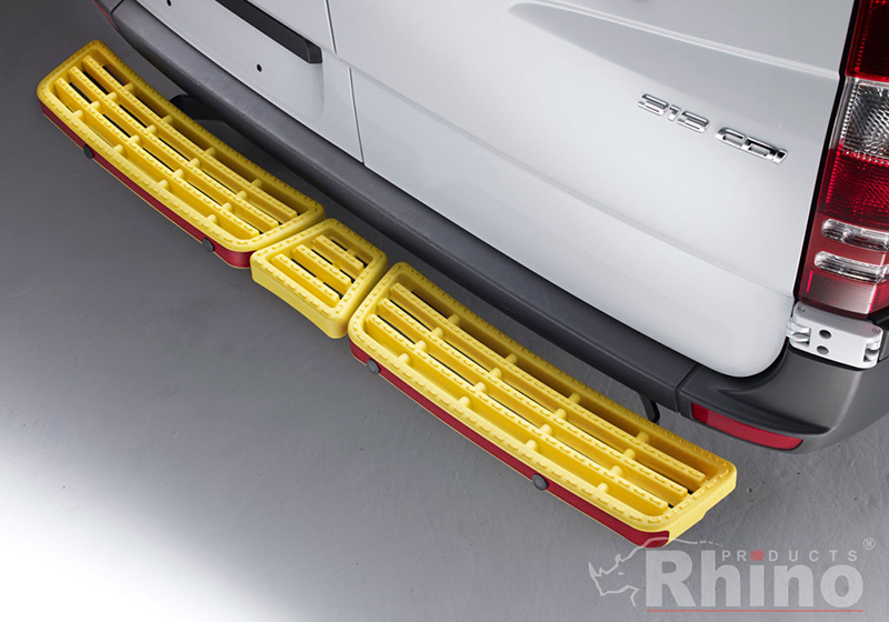 Volkswagen VW Crafter L2 (MWB) H2 (high roof) (2006 to 2017):Rhino AccessStep - triple yellow with Connect+ reversing sensor kit, SS305YOE