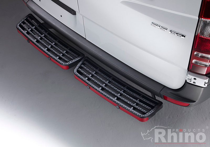 Volkswagen VW Crafter L2 (MWB) H3 (super-high roof) (2006 to 2017):Rhino AccessStep - twin black with Connect+ reversing sensor kit, SS205BOE