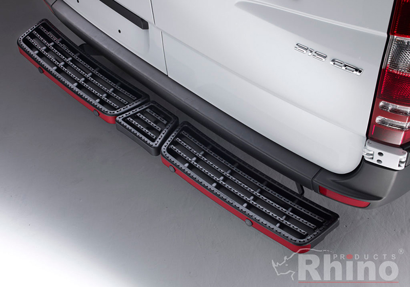 Ford Transit L3 (LWB) H3 (high roof) (1986 to 2000):Rhino AccessStep - triple black with Connect+ reversing sensor kit, SS327BOE