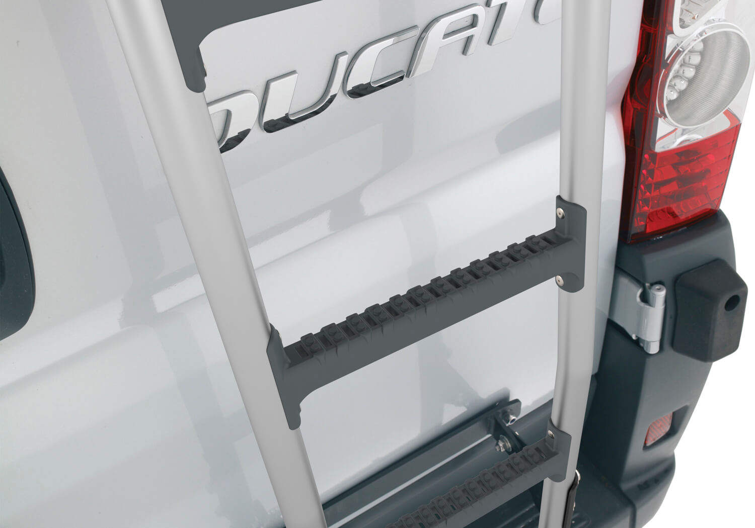 Ford Transit L4 (Extended LWB) H2 (medium roof) (2014 onwards):Rhino Aluminium Ladder with bespoke fitting kit, AL7-LK38