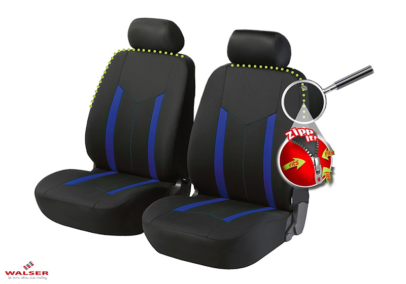 Fiat Doblo L2 (LWB) (2022 onwards):Walser ZIPP-IT seat covers, front seats only, Hastings blue, 11796